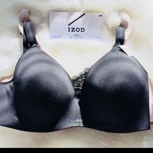 2 Izod 42D Underwire Smooth Lace Back Bras